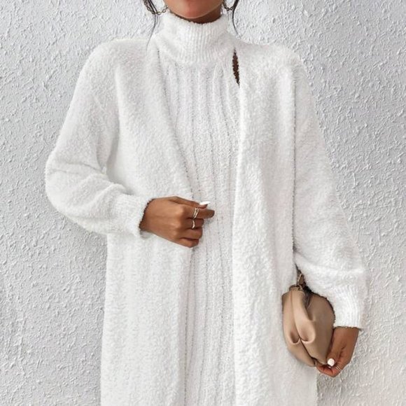 White Cardigan & Turtleneck Sweater Dress - Picture 4 of 6